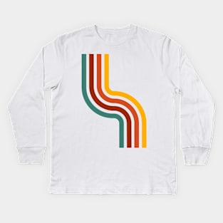 Retro Colorful Curvy Line Kids Long Sleeve T-Shirt